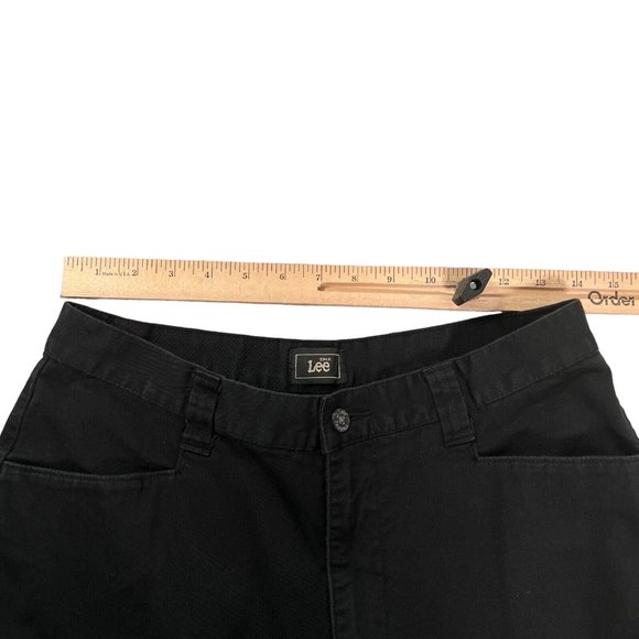 LEE JEANS Women's 12 Petite Denim Cotton Stretch Notched Zippers Pockets Black - Picture 4 of 12
